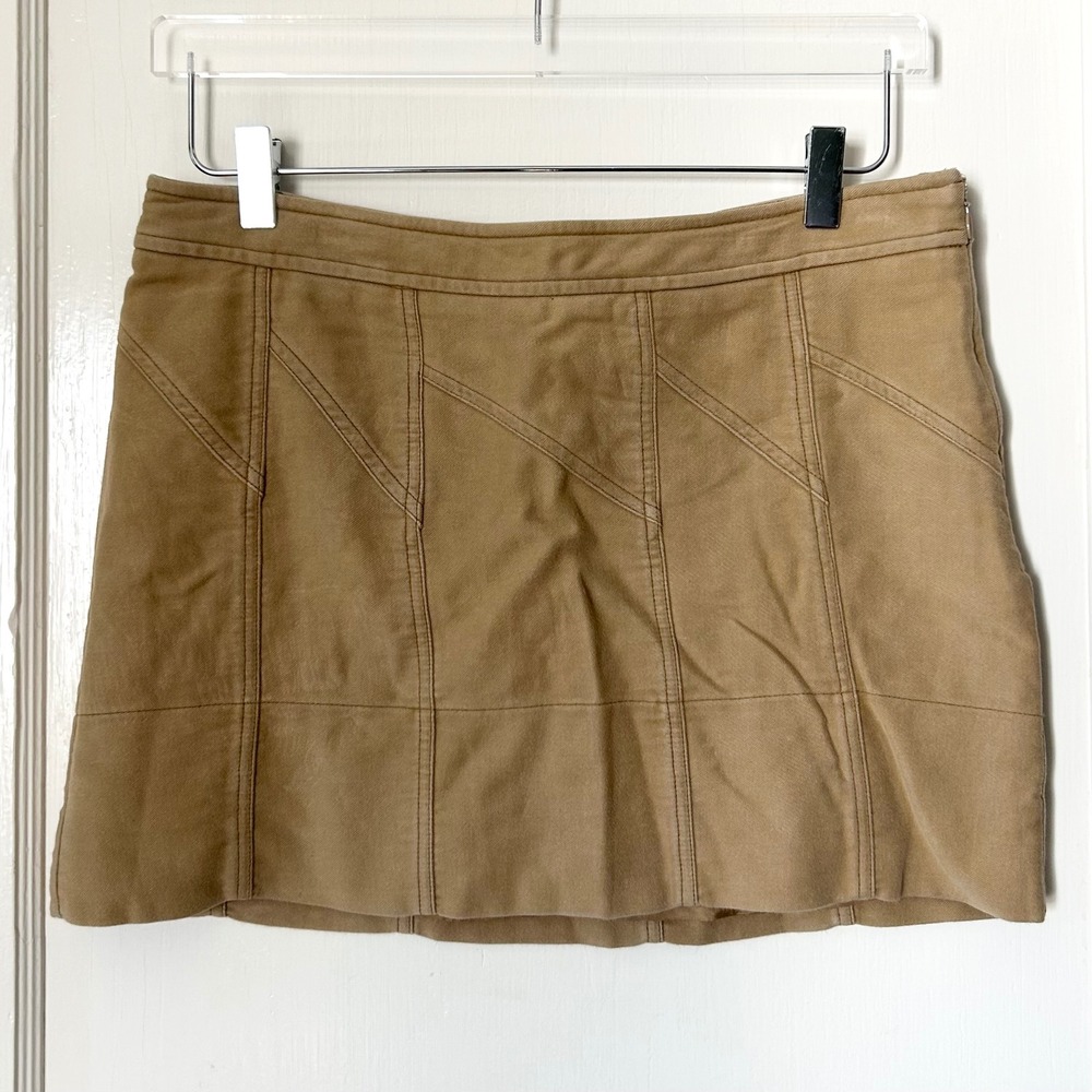 Vtg Y2K American Eagle Sueded Cotton Mini Micro Skirt‎ Tan 6 Bratz Twee Academia